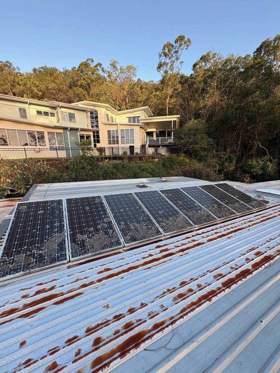 Dirty solar panels before cleaning