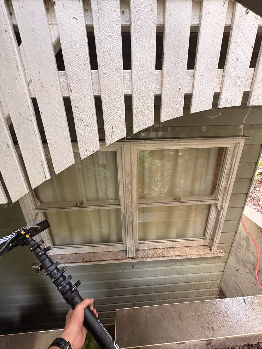Dusty window before cleaning